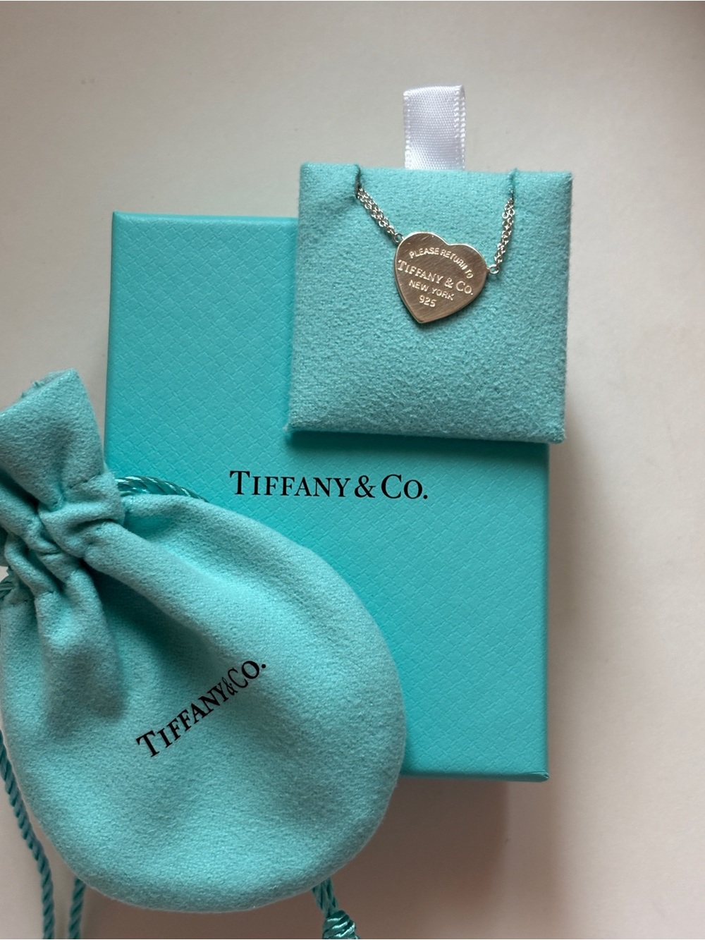 Tiffany & Co. Return to Tiffany Double Chain Heart Tag Necklace